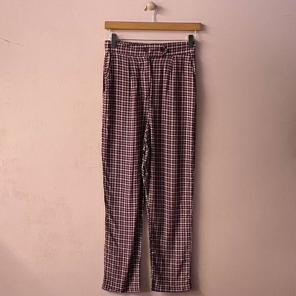 Cotton On Purple Houndstooth Print High Waisted Pants Size 4 EUC - Picture 1 of 15